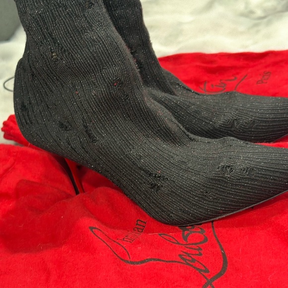Christian Louboutin Black Heeled Sock Boots - Picture 2 of 8